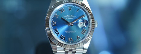 NEW!! Rolex Datejust 41 WhiteGold Bezel Azzurro Blue Roman Dial 41 mm Ref.126334 (NEW 07/2024)